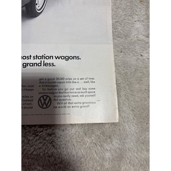 Vintage Volkswagen Squareback Sedan Print Ad 1960s Original Ad 13.5 x 10.25" - Picture 8 of 9